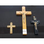 BAKELITE WW1 CRUCIFIX THE PLEDGE OF VICTORY PLUS 2 OTHER CRUCIFIX