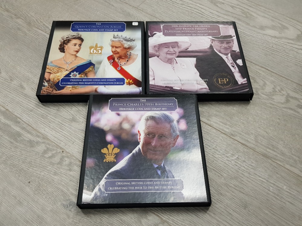 QUEENS CORONATION JUBILEE, QUEENS PLATINUM WEDDING AND PRINCE CHARLES 70TH COIN SETS AND A SET OF - Image 5 of 8