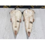 PAIR OF NGIL MALE SOCIETY KAOLIN FANG ANCESTOR MASKS N W GABON 48 AND 49CM HIGH