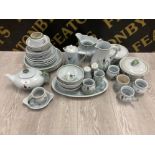 A PART DINNER AND TEA SERVICE BY BUCHAN OF SCOTLAND THISTLE PATTERN DECORATION