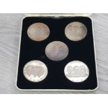 SET OF 5 SILVER 1OZ MEDALS COMMEMORATING THE FIRST LANDING ON THE MOON, NUMBERED 599 FROM A