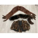 A FOX FUR CAPE AND STOLE TOGETHER WITH ANOTHER FUR STOLE WITH TASSLES