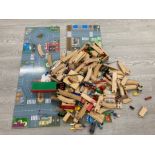 LARGE AMOUNT OF CHILDREN’S WOODEN TRAIN TRACKS WITH ACCESSORIES AND BOARDS