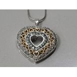 STERLING SILVER HEART PENDANT AND CHAIN 9.6G GROSS