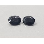 2.11 CARATS PAIR OF OVAL CUT BLUE SAPPHIRES
