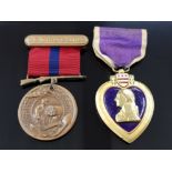 2 ORIGINAL WW2 MEDALS INCLUDING PURPLE HEART AND MARINE GOOD CONDUCT MEDAL