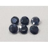 6.06 CARATS - 6 BLUE SAPPHIRE ROUND CUT STONES