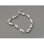SUPER STERLING SILVER 7 INCH BRACELET WITH THE LINKS BEING LITTLE ELEPHANTS WITH LOBSTER CATCH AND