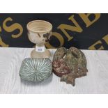 LOVEMOSE PIN DISH CRICH POTTERY CHALICE AND HAKEN JOS WALL PLAQUE