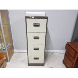 SILVER LINE 4 DRAWER METAL FILING CABINET TOGETHER WITH A BOX OF HANGING FILES