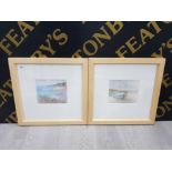 2 CONTEMPORARY WATERCOLOURS OF COASTAL SCENES, A NEAR PAIR BY SUE FENLON 15 X 17 CM AND 15 X 17.5