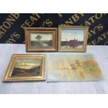 THREE LATE 19TH / 20TH CENTURY OIL PAINTINGS CONTINENTAL LANDSCAPES AND TOWNSCAPES ONES MEASURES