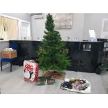 A 6FT CHRISTMAS TREE TOGETHER WITH MISC CHRISTMAS DECORATIONS