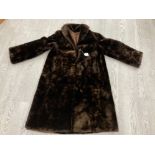 A LADIES 3/4 LENGTH BEAVER FUR COAT SIZE 12 APPROX