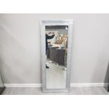 MODERN ORNATE SILVER FRAMED HALL MIRROR 150X60CM