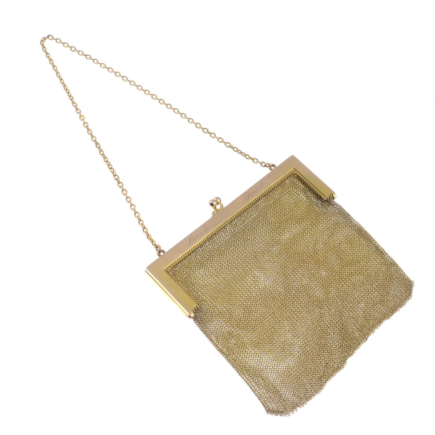 An Edwardian 9ct gold mesh-link purse, with old-cut diamond highlights. - Image 3 of 4