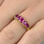 A late Victorian 18ct gold Burmese ruby five-stone ring.