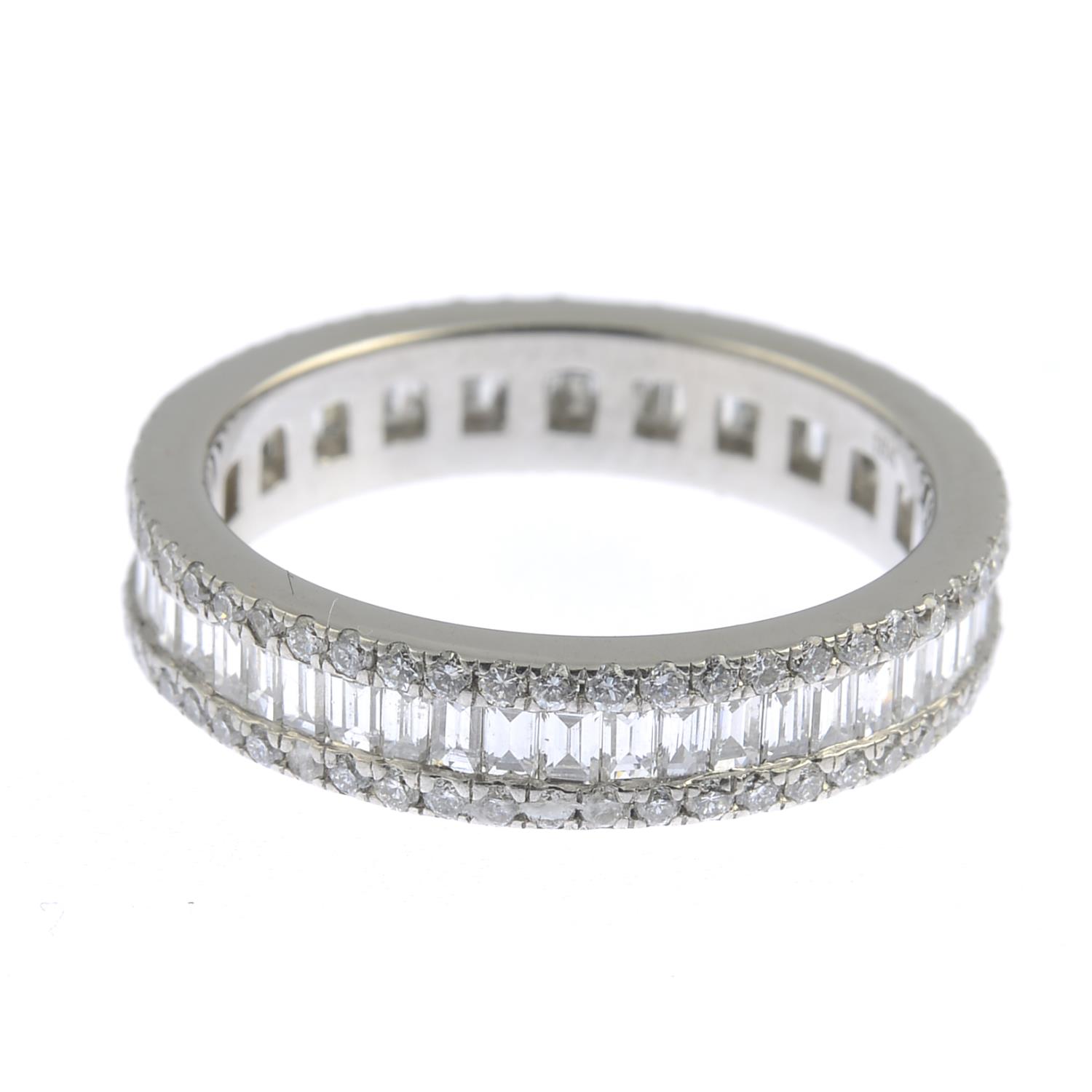 An 18ct gold baguette and brilliant-cut diamond full circle eternity ring.Estimated total diamond - Image 5 of 6