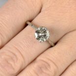 A brilliant-cut diamond single-stone ring.Estimated diamond weight 1.55cts,