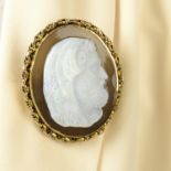 A 19th century 18ct gold hardstone cameo brooch,