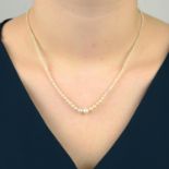 A natural pearl and seed pearl single-strand necklace,