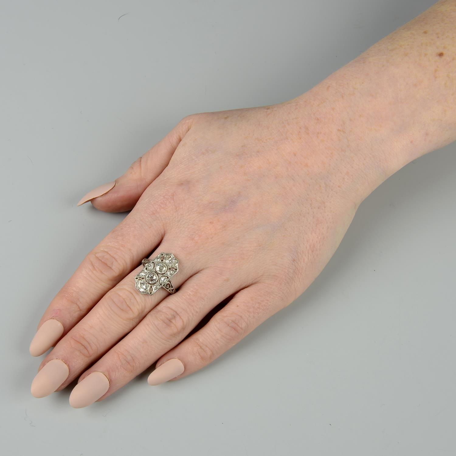 A platinum old and vari-cut diamond dress ring.Estimated total diamond weight 1.35cts, - Image 3 of 6