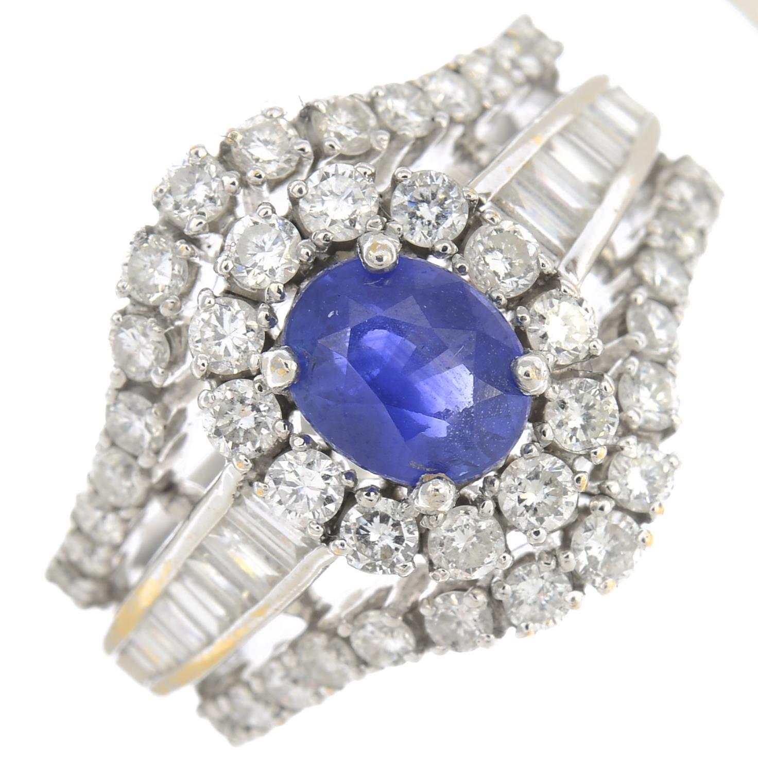 A sapphire and diamond cluster dress ring. - Image 7 of 7