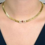 An 18ct gold ruby and brilliant-cut diamond highlight necklace,