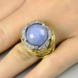 A 1970s 18ct gold Sri Lankan sapphire and diamond dress ring,