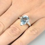 A platinum aquamarine single-stone ring,