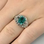 A Colombian emerald and vari-cut diamond cocktail ring.With report 78159-72,