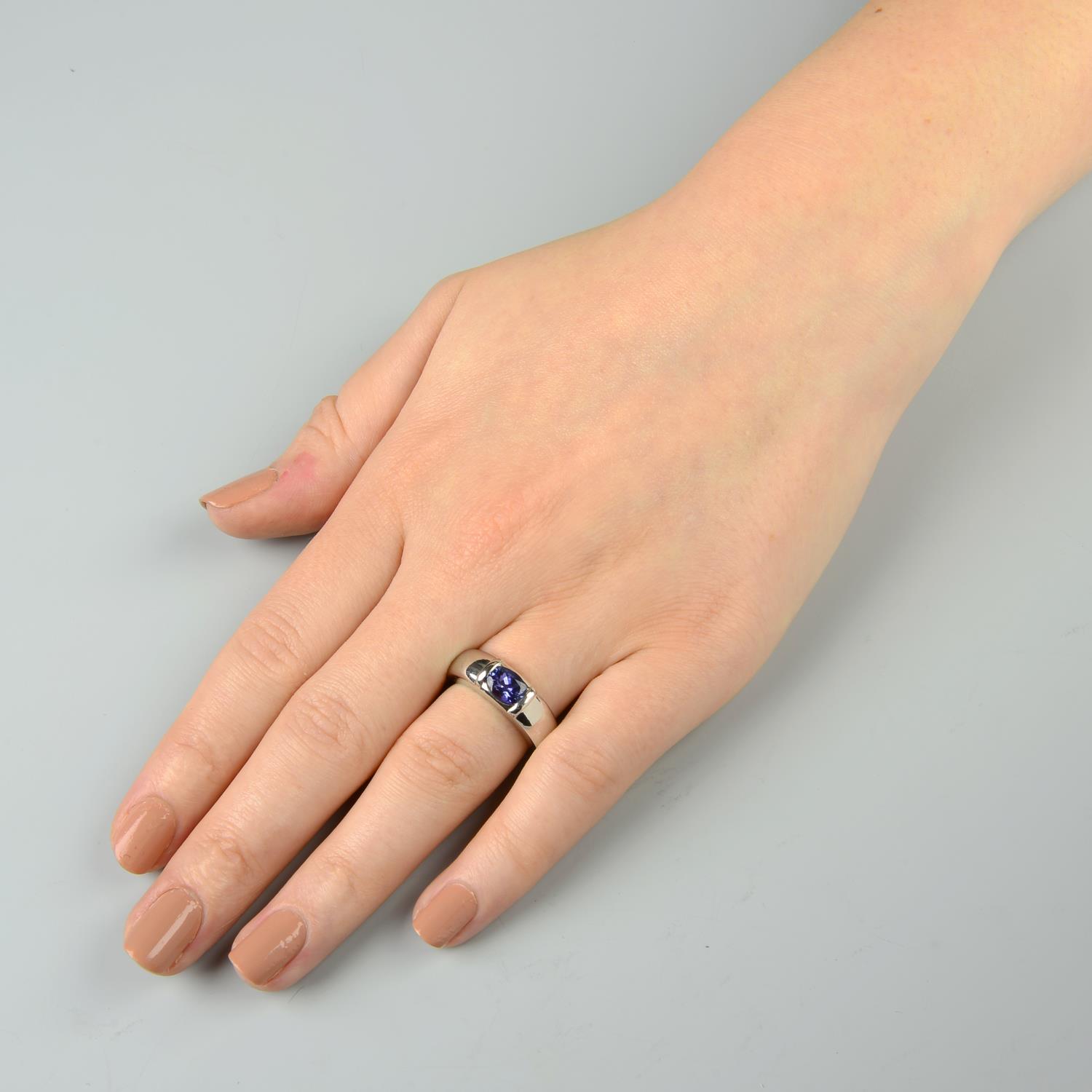 A tanzanite single-stone band ring, by Chaumet. - Image 3 of 6