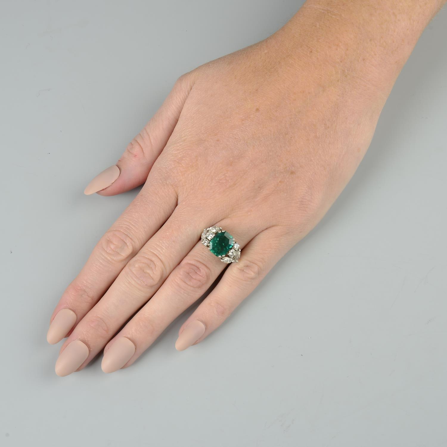 A Colombian emerald and diamond dress ring. - Image 3 of 6