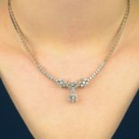 A brilliant-cut diamond floral cluster necklace.Estimated total diamond weight 2.50cts,