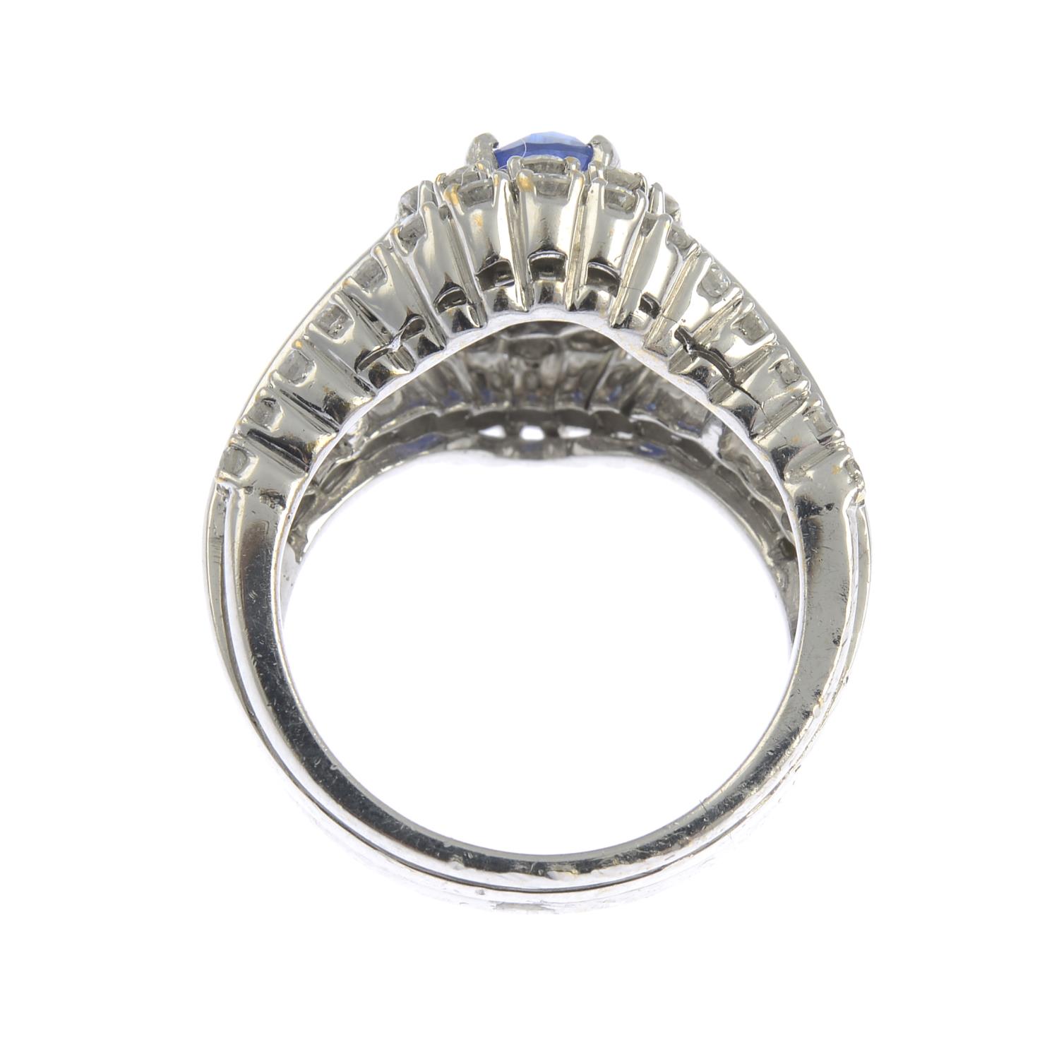 A sapphire and diamond cluster dress ring. - Image 2 of 7