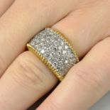 A pave-set diamond tapered band ring.Estimated total diamond weight 1.75cts,