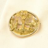 A mid 19th century colonial Australian 18ct gold and seed pearl brooch,