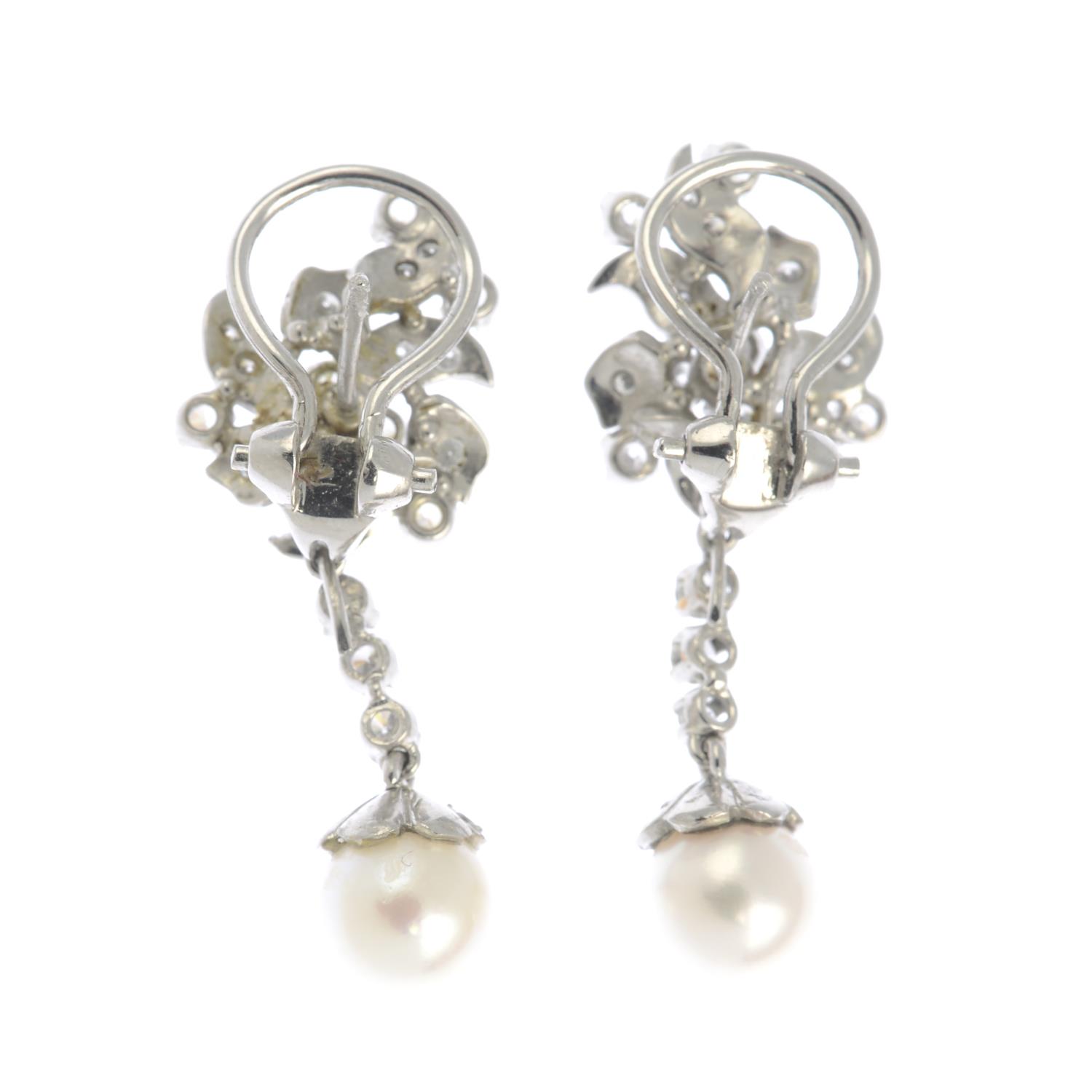 A pair of mid 20th century brilliant-cut diamond floral cluster earrings, - Image 2 of 3