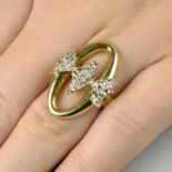 A 1970s 18ct gold diamond dress ring.Estimated total diamond weight 0.50ct,