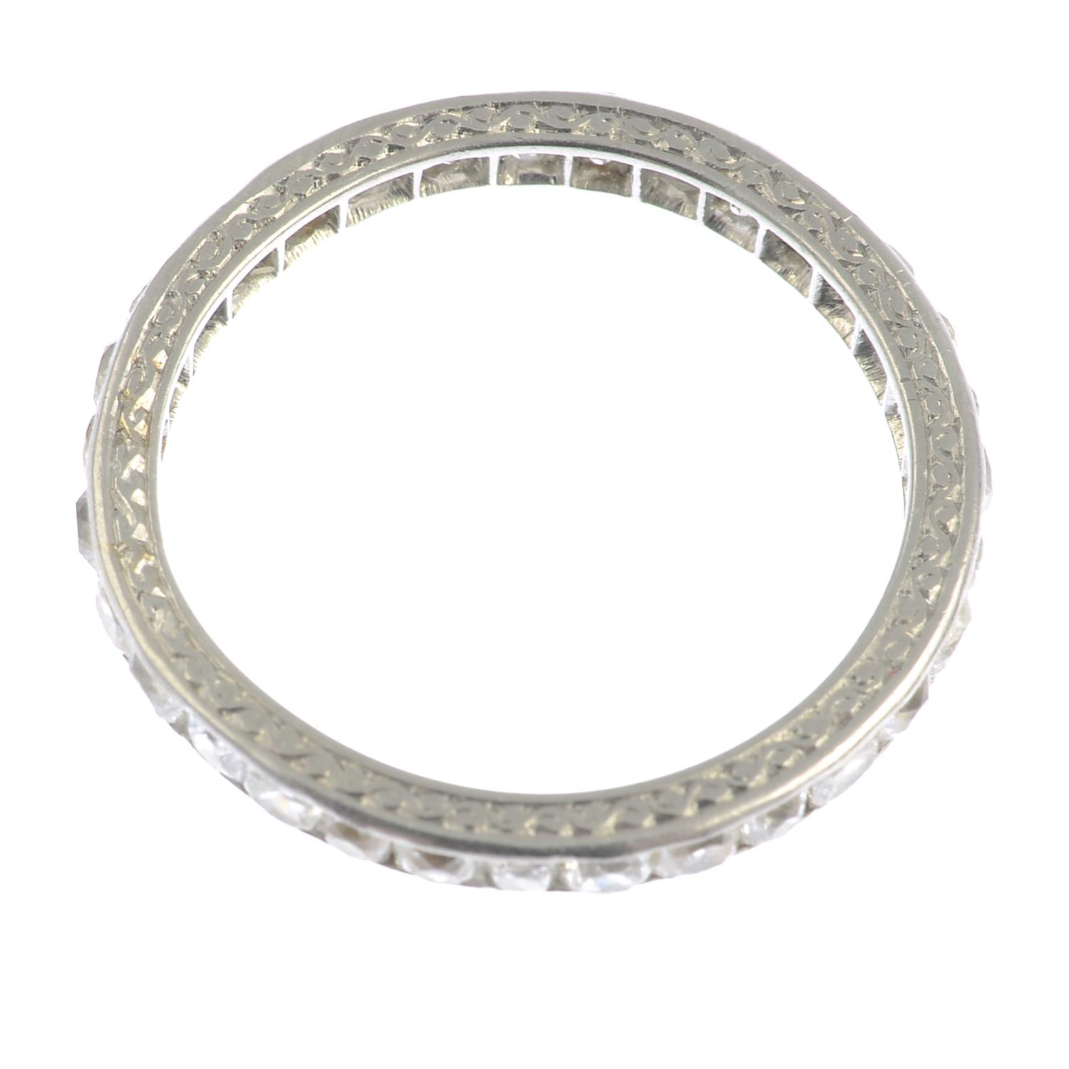 An early 20th century platinum square-shape old-cut diamond full eternity ring, - Image 2 of 5