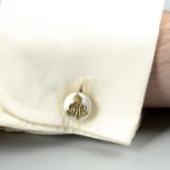 A pair of early 20th century 18ct gold mother-of-pearl Royal Presentation cufflinks,