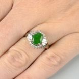 An A-type jadeite jade and diamond dress ring.With verbal from GCS stating no impregnation.Report