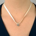 A brilliant-cut diamond single-stone pendant.Diamond weight 3.32cts,