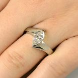 A platinum marquise-shape diamond single-stone ring, by Paul Spurgeon.