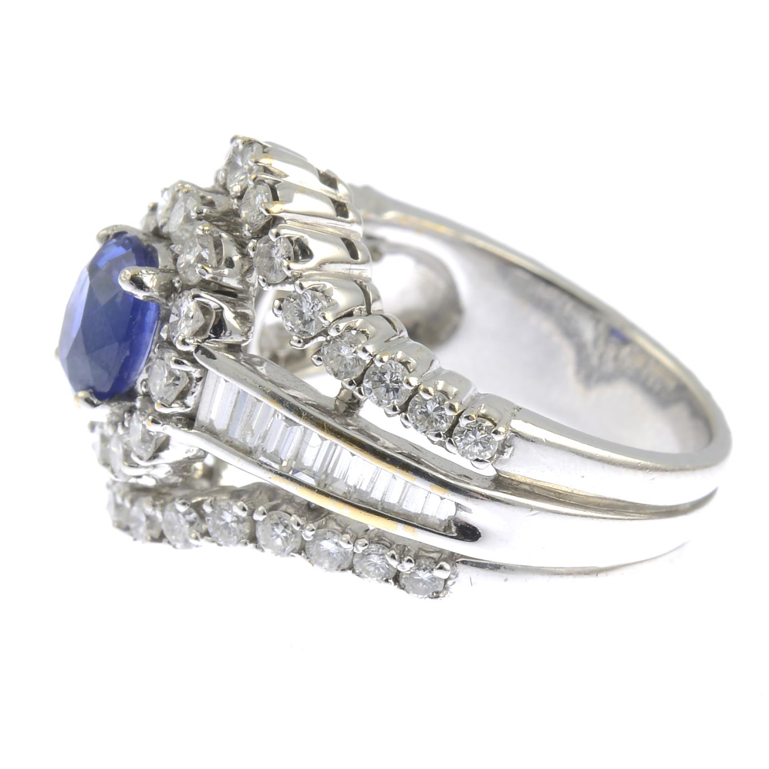 A sapphire and diamond cluster dress ring. - Image 5 of 7