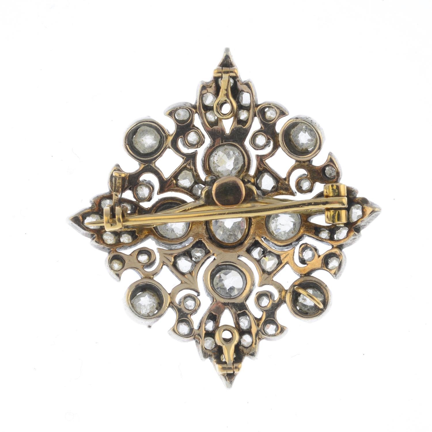 A mid Victorian silver and gold old and rose-cut diamond brooch. - Image 2 of 3