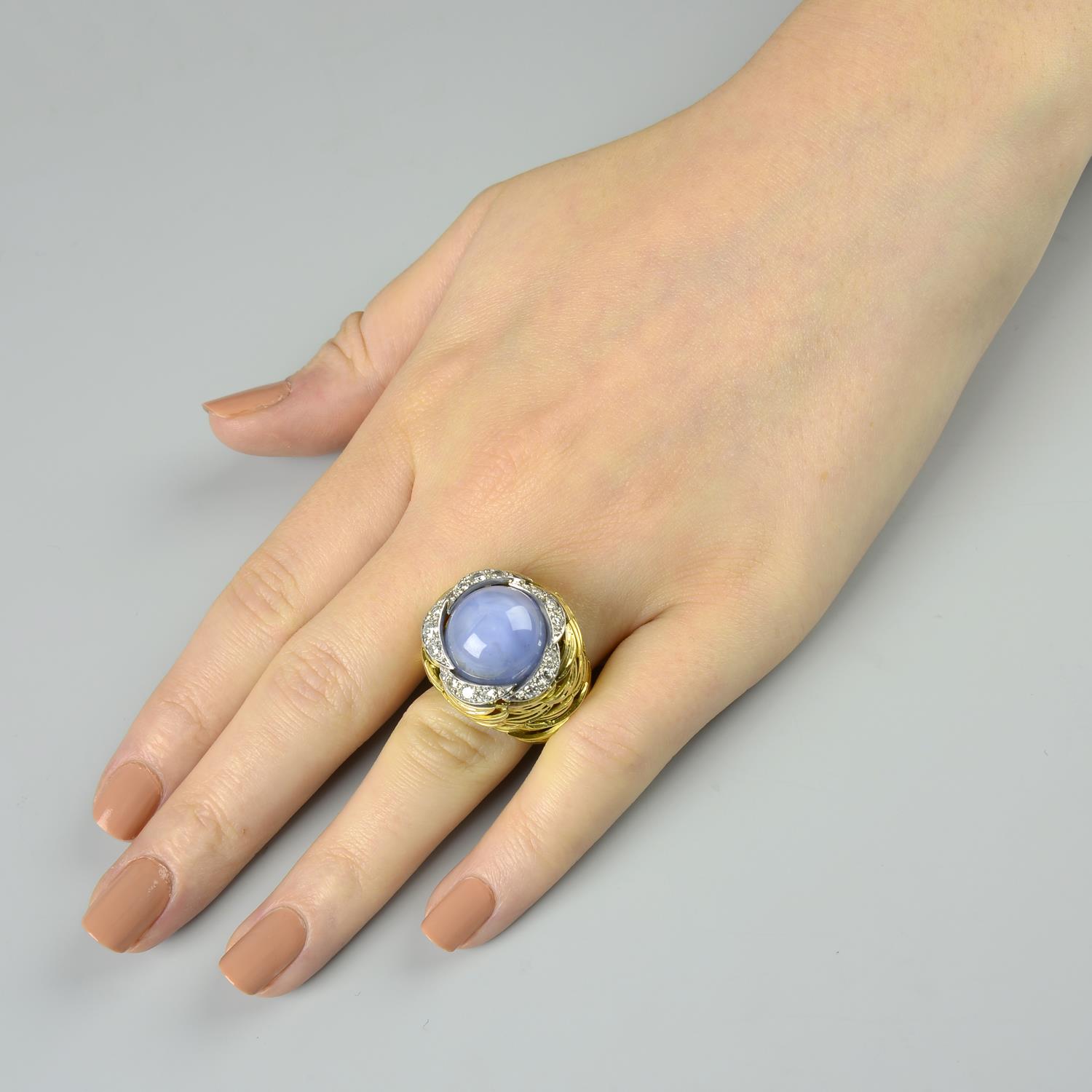 A 1970s 18ct gold Sri Lankan sapphire and diamond dress ring, - Image 3 of 7