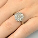 An 18ct gold marquise-shape and brilliant-cut diamond floral dress ring.Estimated total diamond