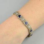 An early 20th century platinum and gold, sapphire and diamond bracelet.