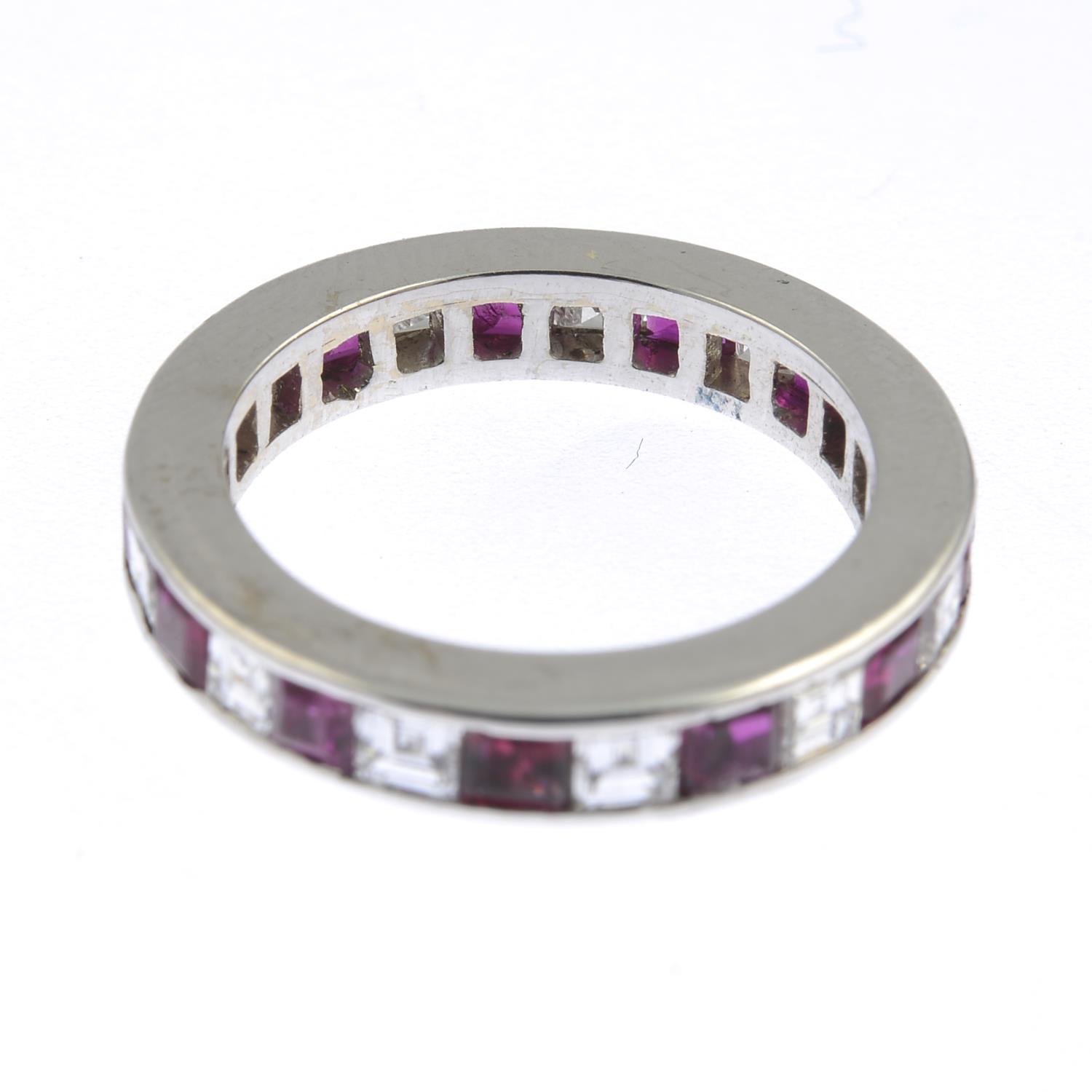 A square-shape ruby and diamond full eternity ring. - Image 4 of 6